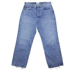 AGOLDE 90s Crop Jeans Womens 29 High Rise Organic Denim Y2K Button Fly Raw Hem